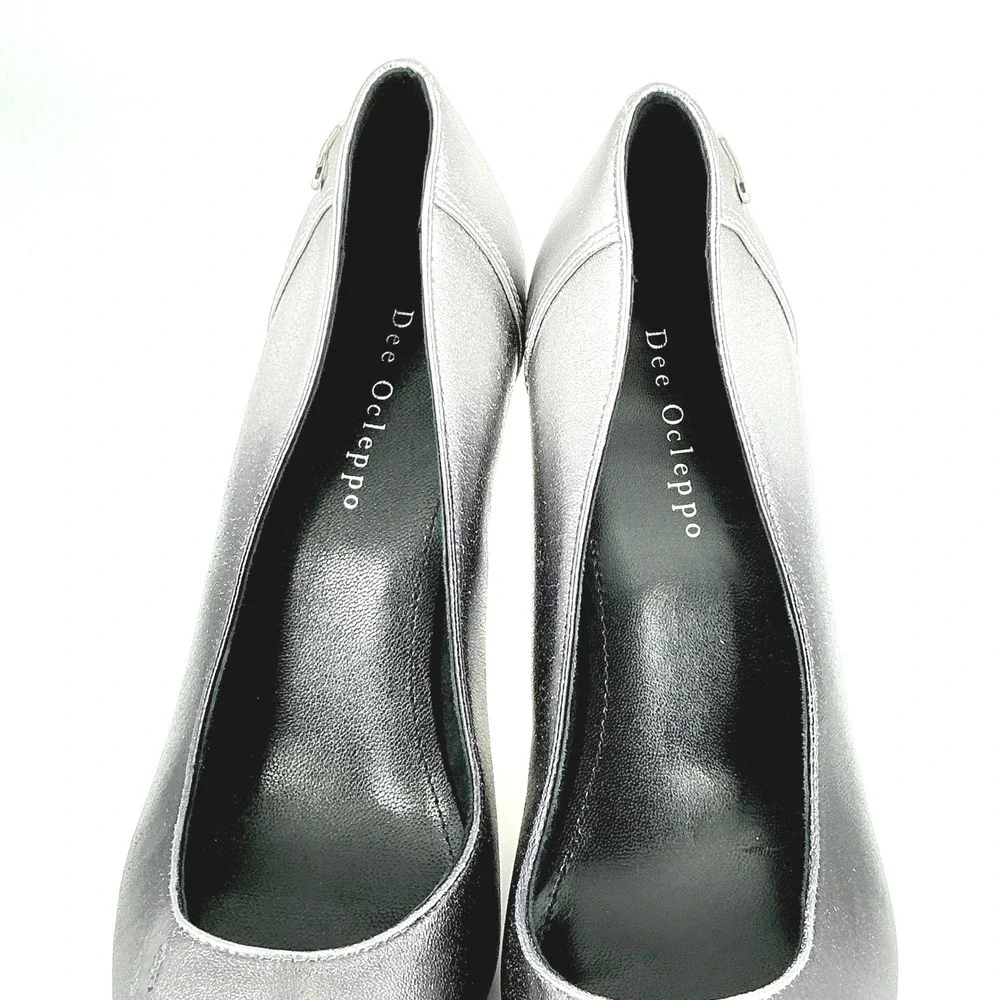 Dee Ocleppo Size 8.5 Silver Black Ombre Leather Pointed Stiletto Pumps NEW $325